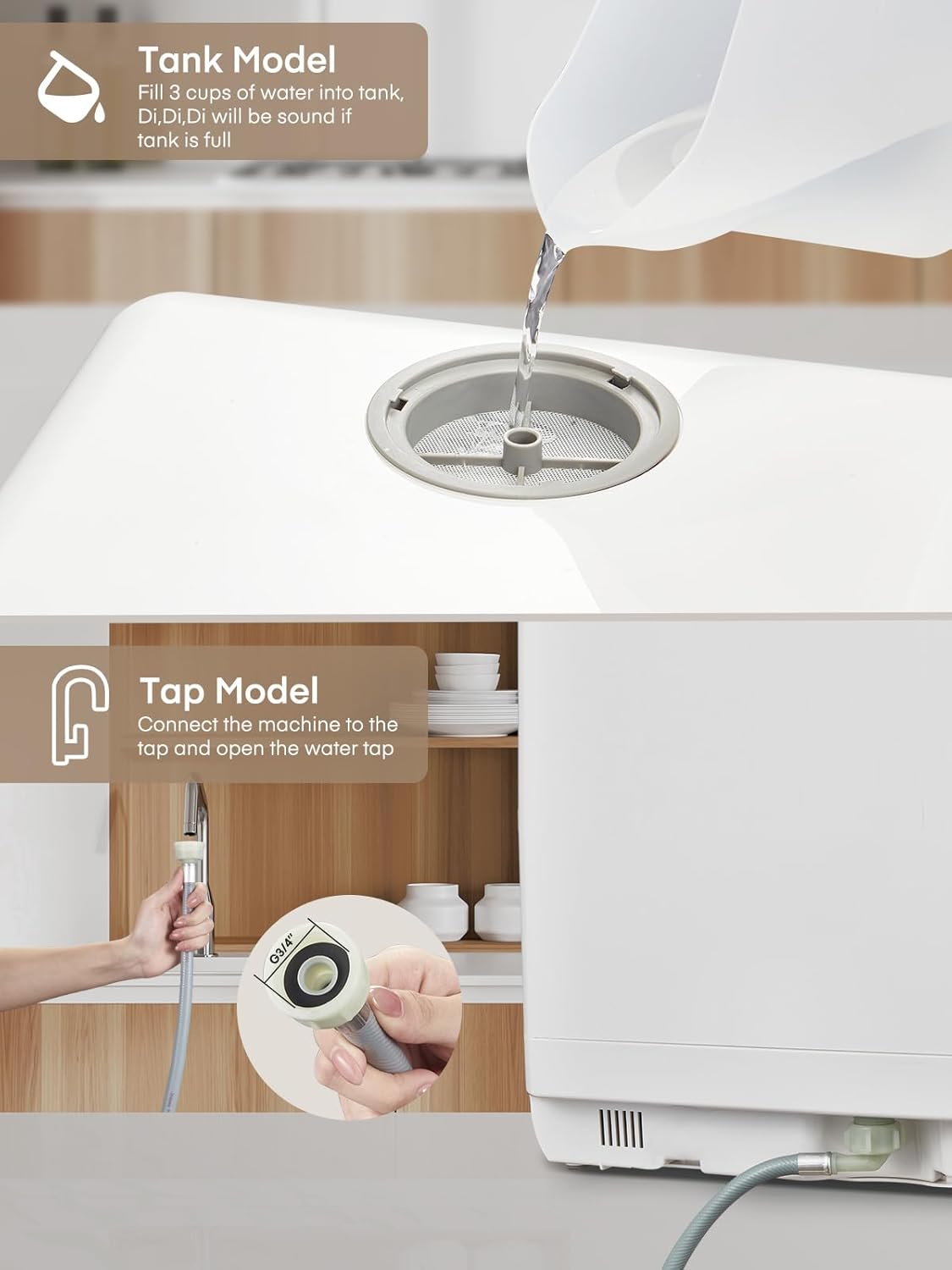 Table Top Dishwasher, Mini Countertop Dishwasher W/ 6 Programs, Delayed Start Function and Air Drying Function