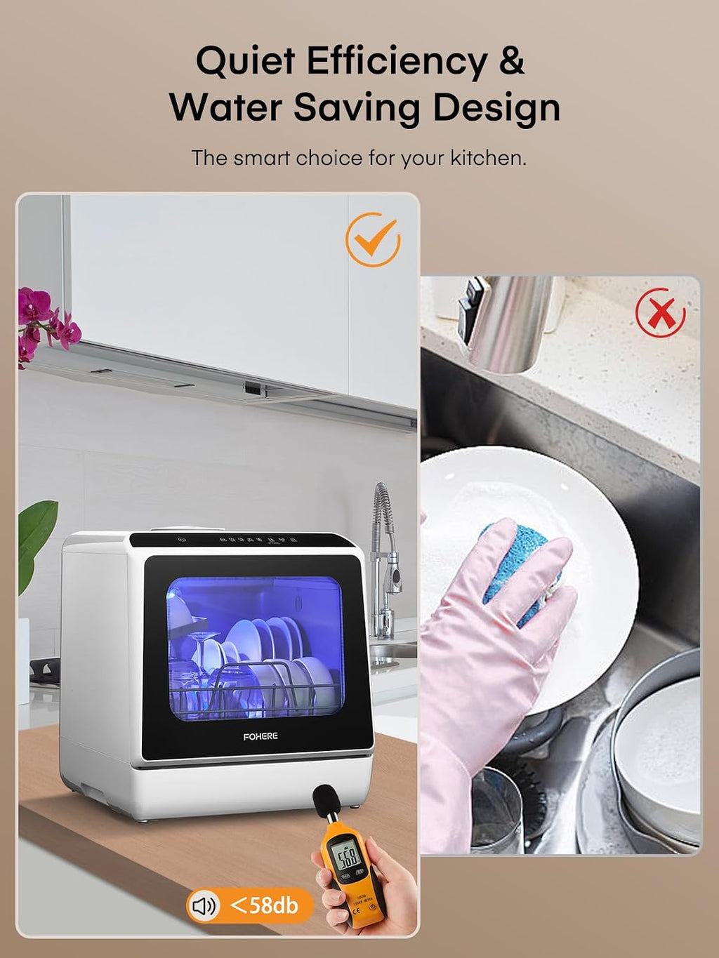 Table Top Dishwasher, Mini Countertop Dishwasher W/ 6 Programs, Delayed Start Function and Air Drying Function