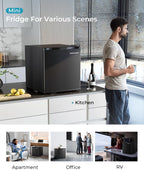 46L Mini Fridge - Small Table Top Fridge with Reversible Door & Chiller Box, 7-Level Adjustable Thermostat, Low Noise (38 dB)