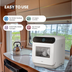 Mini Plus Dishwasher Compact Table Top Countertop Dishwasher with Built-in 6L Water Tank, Hygiene Wash, Auto Door Open Drying, Energy Class D - White