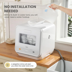 Mini Dishwasher Small Table Top Countertop Dishwasher with Built-in 5L Water Tank, Steam Wash, Ventilated Storage, Energy Class D - White