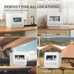 Mini Dishwasher Small Table Top Countertop Dishwasher with Built-in 5L Water Tank, Steam Wash, Ventilated Storage, Energy Class D - White